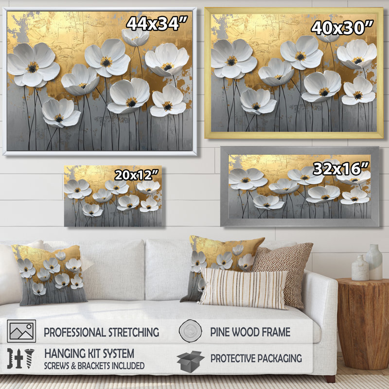 Millis - Floral Large Wall Art, Toile tendue sur cadre, H 16 po x l 32 po, Ne s’applique pas