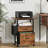 2 Drawer File Cabinet with 24'' Extended Desktop,  Rolling File Cabinet with Side Bag, Fabric Drawer, Light Brown