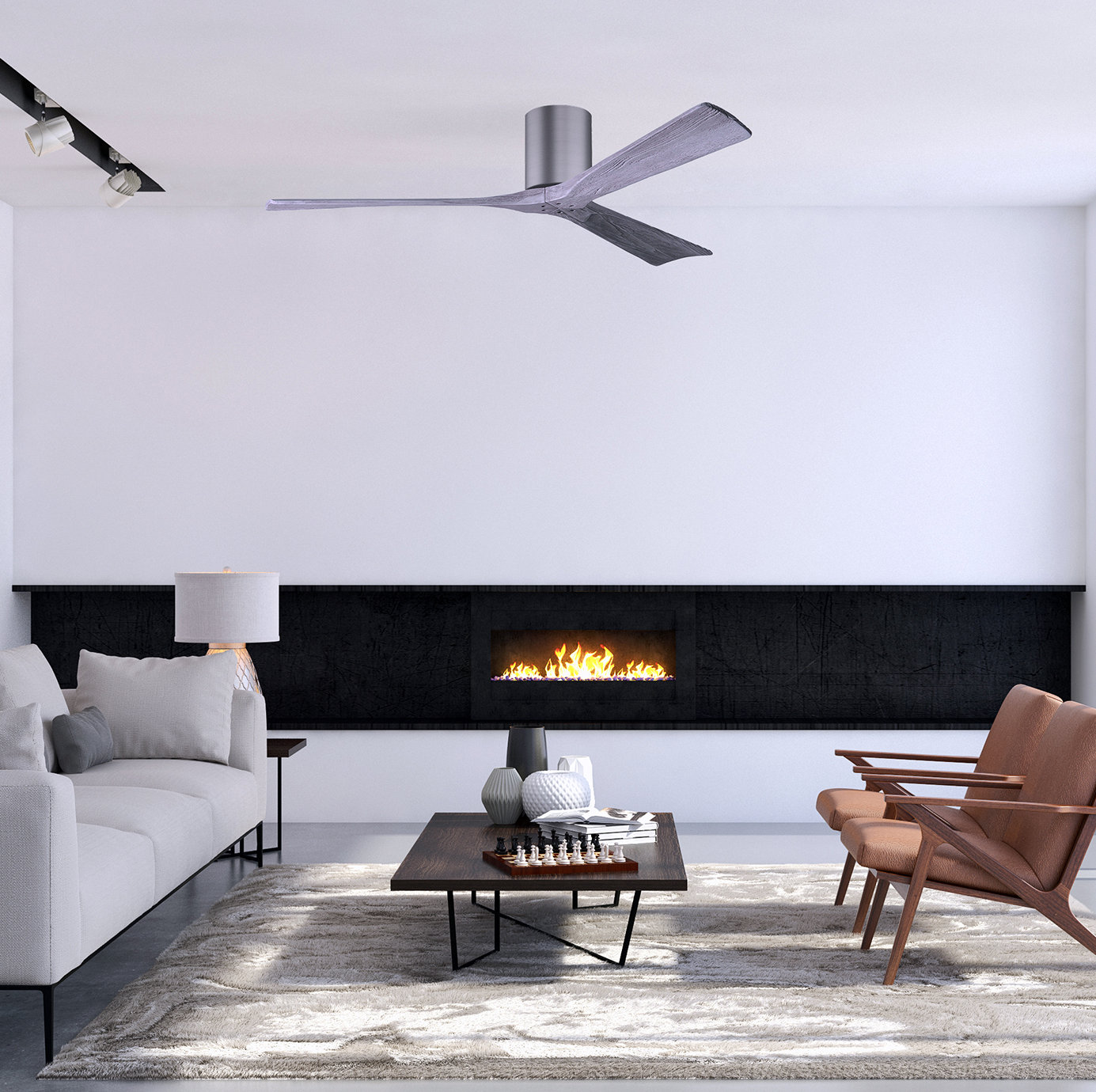 Olivier Ceiling Fan, Brushed Pewter, 60", Barn Wood Tone