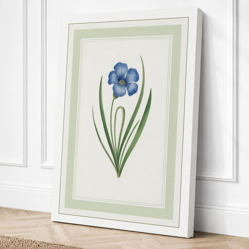 Blue Flower Study Botanical - Wrapped Canvas, 18x12 - 45.7 x 30.5 cm, White Border