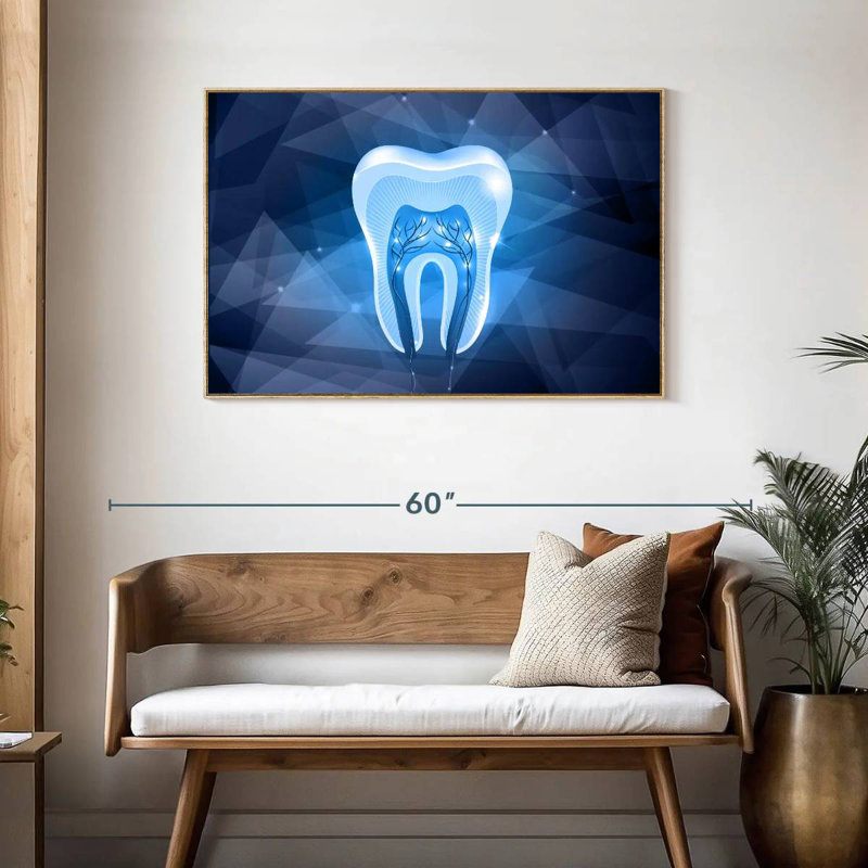 Geometric Tooth, 43" X 29", Floating Frame Natural Wood
