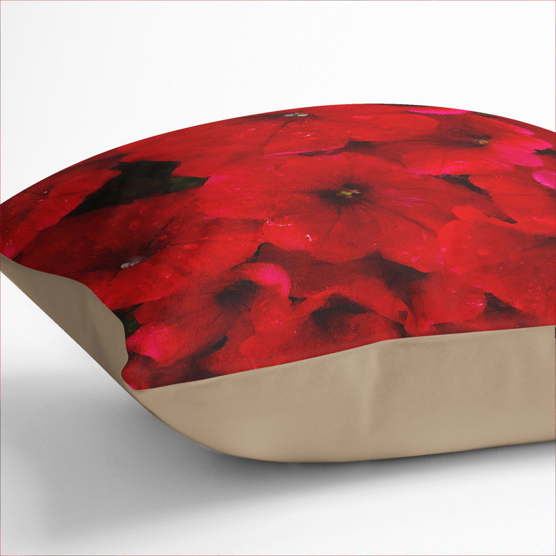 Seeing Red Flowers Scatter Cushion with Filling, 55cm H x 55cm W x 20cm D, Stone