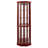6 Shelf Lighted Corner Curio Cabinet With Adjustable Tempered Glass Shelves And Mirror Back, Cherry(E26 Light Bulb Not Included)-1030092137