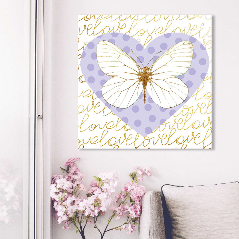 «Butterfly Love (Purple) (Square)» par Jodi - impression, Toile tendue, H 36 po x l 36 po x 1,5 po