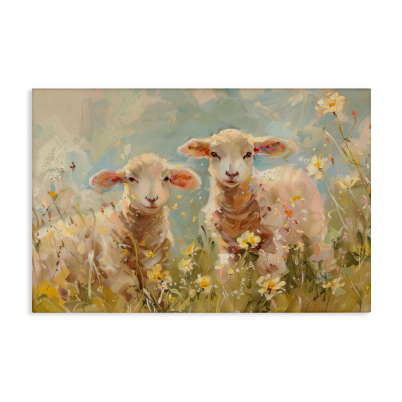 «Spring Lambs in Meadow Canvas», conception par LSR Design Studio, H 16 po x l 24 po