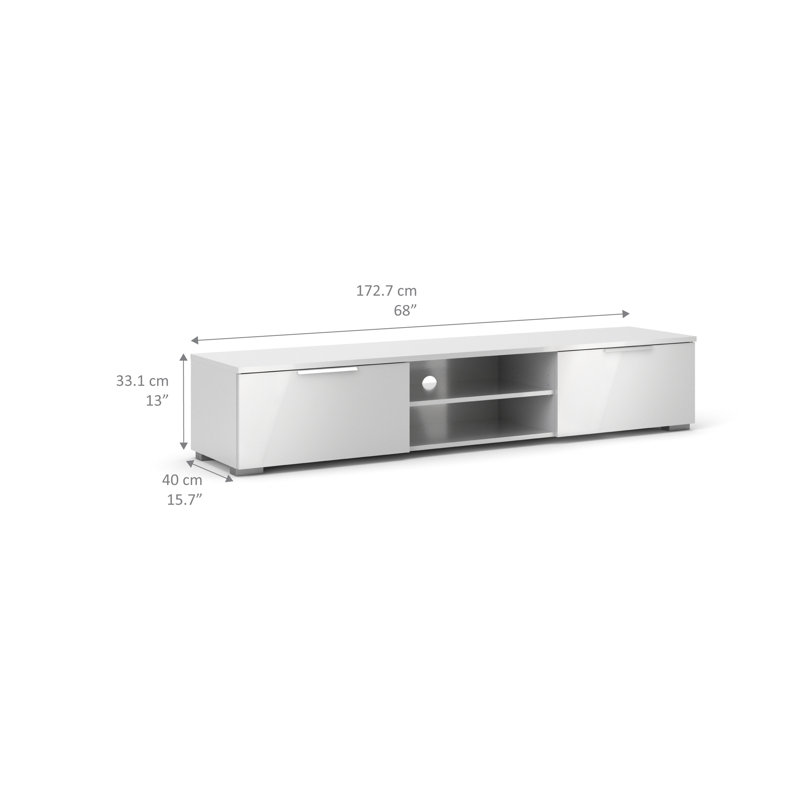 Karlin 68 Inch Wide Media Console, White High Gloss