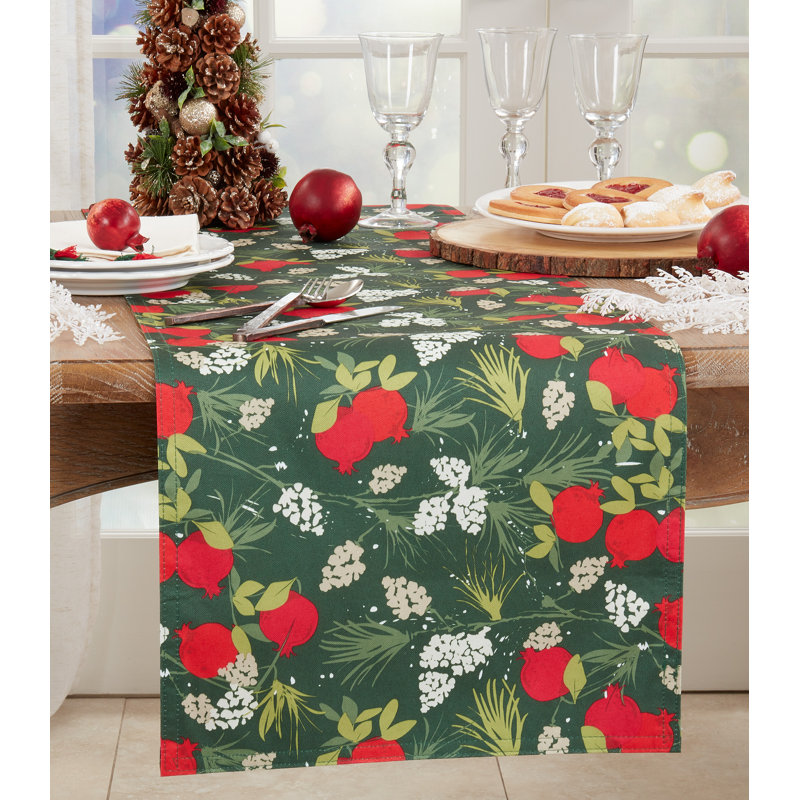 Runner_Holiday Table Runner With Pomegranate Design, 90" L x 16" W