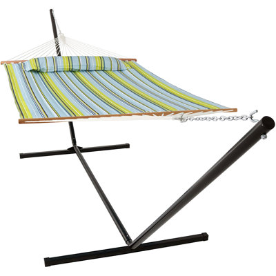 Hamac de bar en polyester matelassé pour 2 personnes avec support 15 pi Mullin - bleu / vert