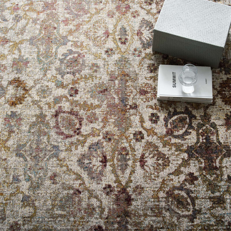 Modway Success Kaede Distressed Vintage Floral Moroccan Trellis Area Rug, 5x8, Multicolored, Rectangle 8 x 10'