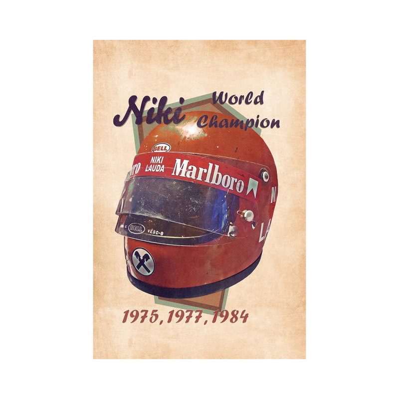 Casque rétro de Niki Lauda-PCP159, H 40 po x l 26 po x P 1,5 po