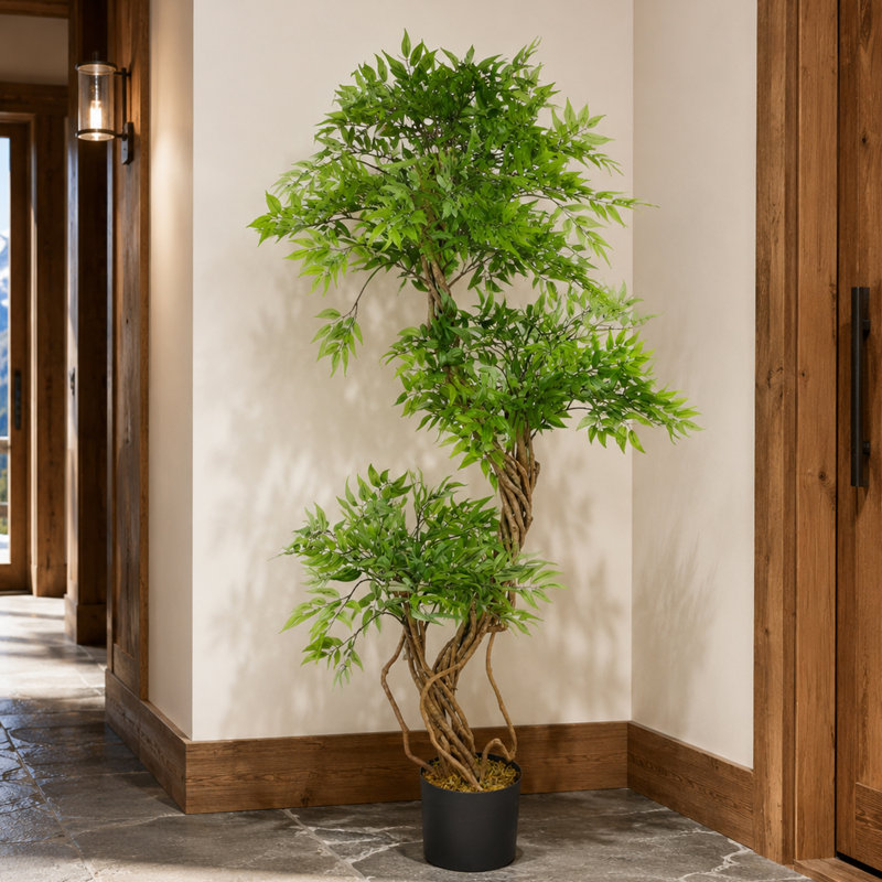 Faux Plant, Black, 120cm H x 60cm W x 60cm D