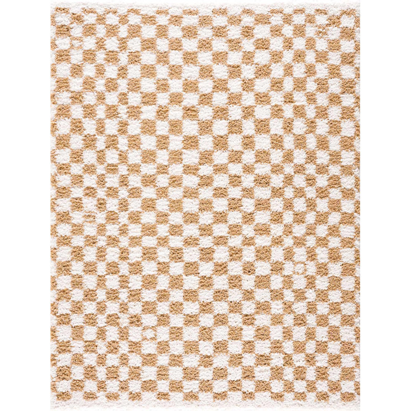 Viesville Checkered Yellow Area Rug, Rectangle 7'10" x 10'