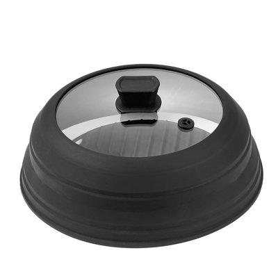 10.8" Collapsible Microwave Splatter Cover & Heat Resistant Mat - Glass Food Lid with Handle
