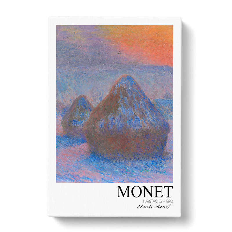 Haystacks With Border by Claude Monet - Wrapped Canvas, 50cm H x 35cm W x 3cm D
