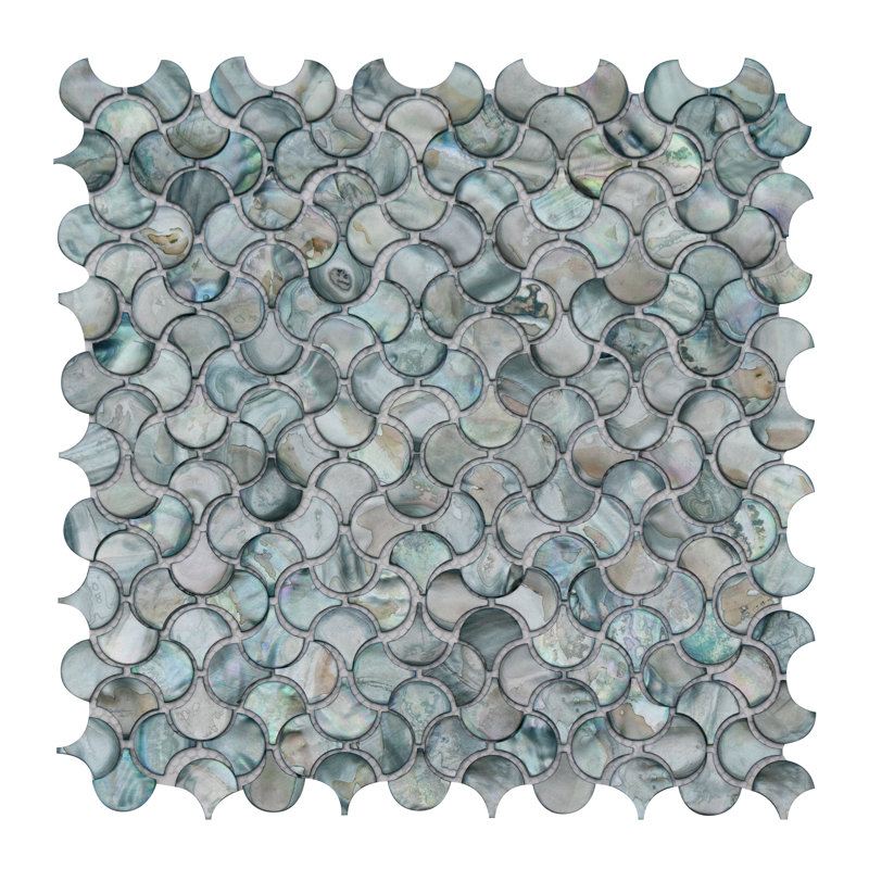 Mother Of Pearl 1" X 1" Seashell Fish Scale Alt Mosaic Sheet, Bahamas
