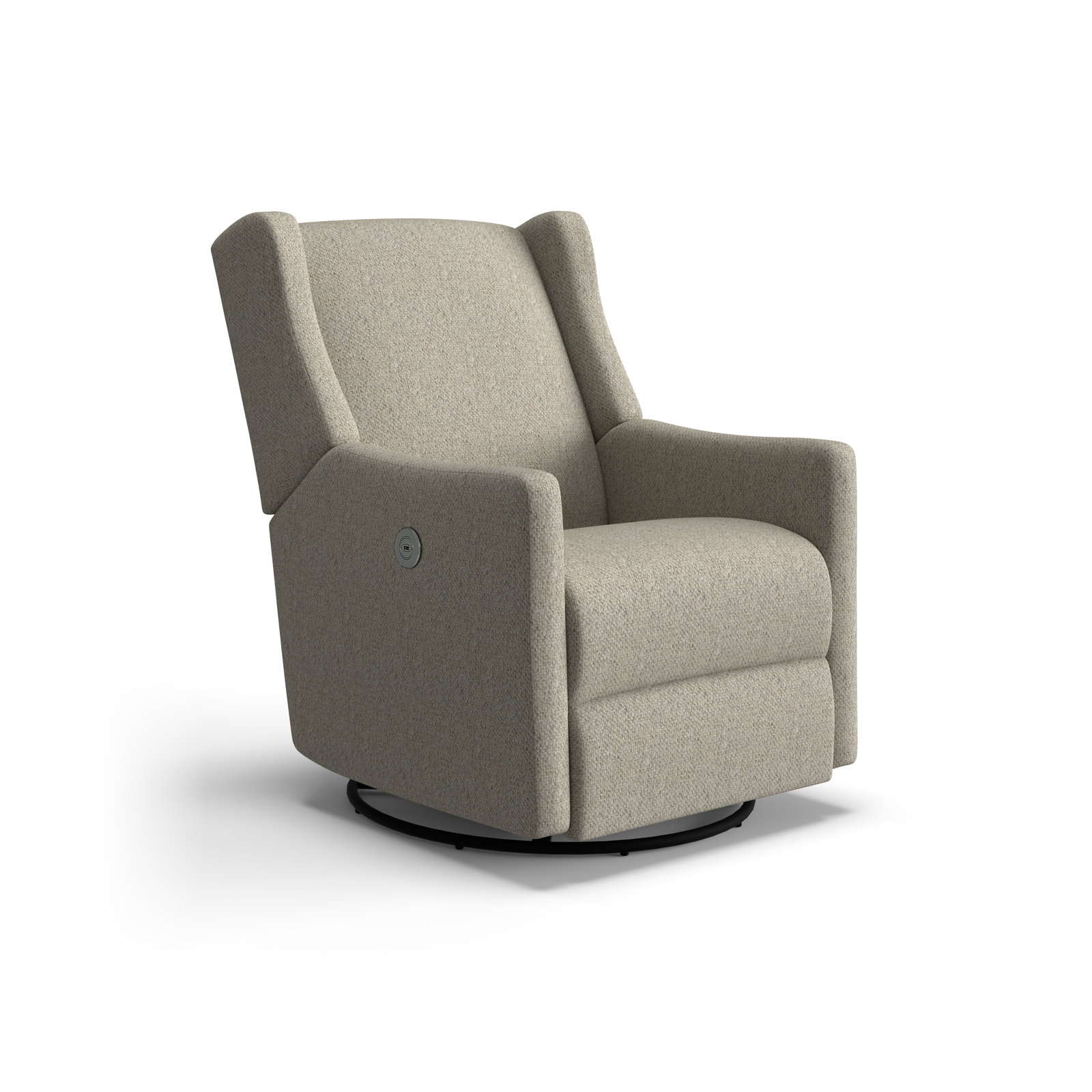 Andrina Upholstered Swivel Reclining Glider, Cherie Silver Performance Boucle
