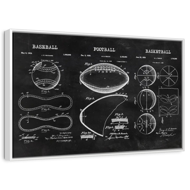 Brendle Balls Compilation BW - brevet, Cadre flottant blanc, 40 po x 27 po