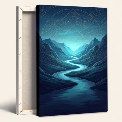 «Deep Blue Mountain River Valley», art mural sur toile