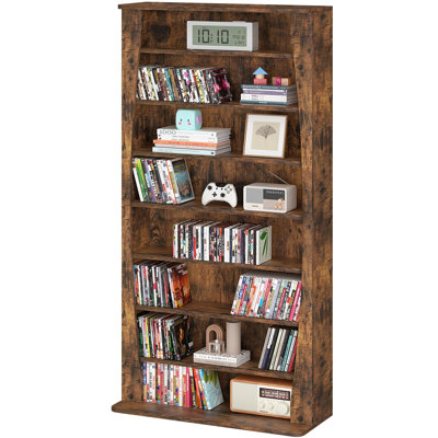 Bibliothèque multimédia autoportante à 8 niveaux, support de rangement réglable pour CD et DVD, armoire multimédia pour le salon et le bureau personnel