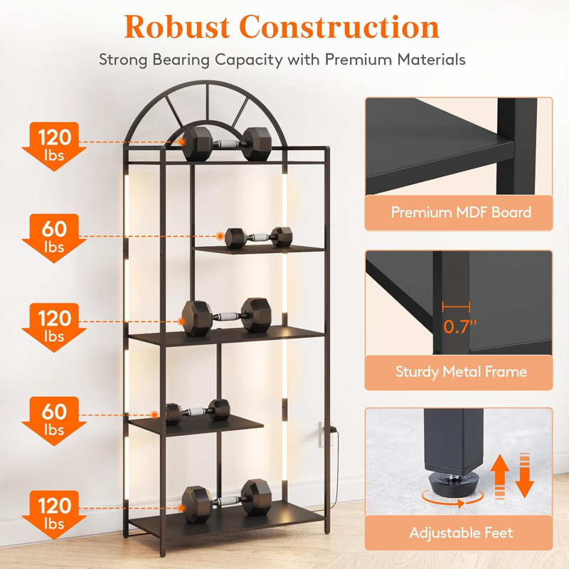 Etagere Bookshelf With Metal Frame And Wood Shelf