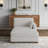 Bentura Oversized Upholstered Beige Corduroy Modular Chaise Lounge with Armrests & Throw Pillows-257373544-257487320