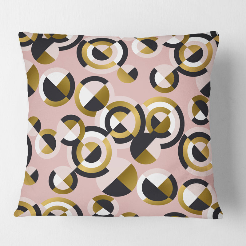 Motif circulaire de formes géométriques rétro - Coussin Mid-Century, 18 po x 18 po
