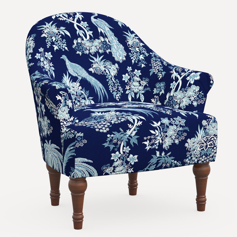 Preeti Accent Chair, Jr Daman Blue Foral Linen
