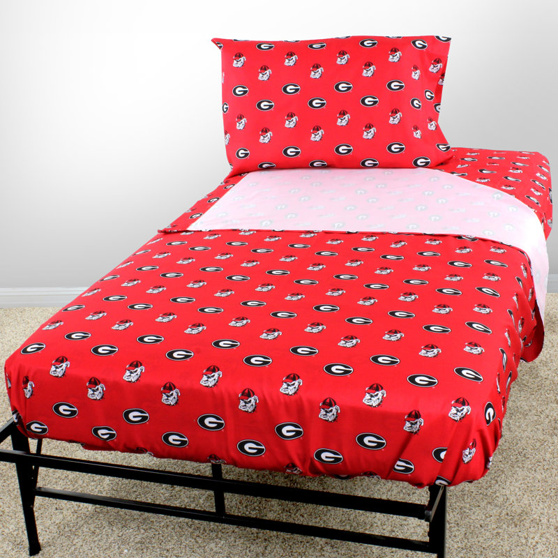 Oregon Sheet Set, King Sheet Set + Fitted Sheet + 2 Pillowcases, University of Georgia