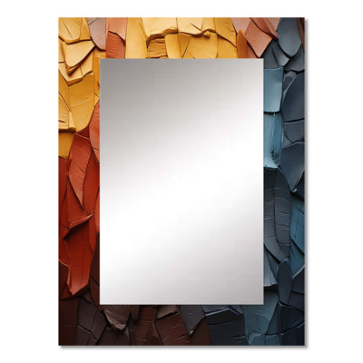 Blue Beige Redwood Tree Collage - Redwood Mirror, Traditional Unique Wall Mirror, Printed Metal Art