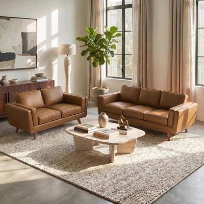 Carmen 2-Piece Upholstered Square Arm Sofa Set