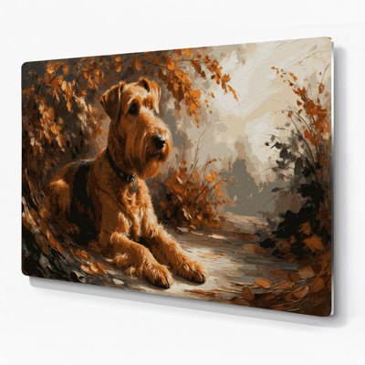 Dogs Airedale Terrier Brown Metal Wall Art