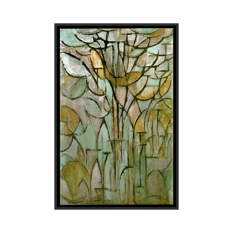 « tree, 1912 » par piet mondrian-print, Toile avec cadre noir, H 26 po x l 18 po x 1,5 po