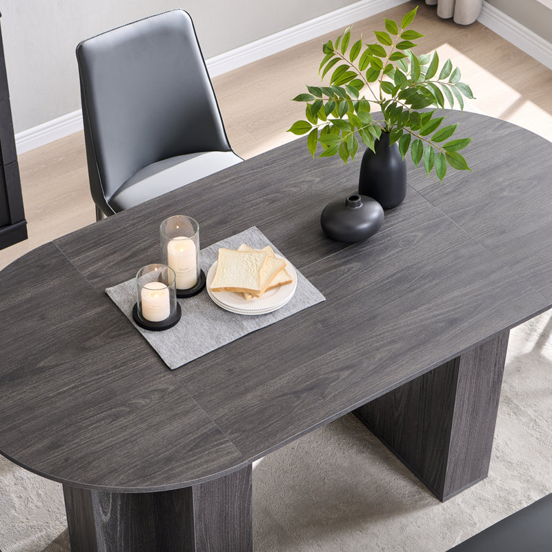 Table de salle à manger ovale pour 6 à 8 personnes, Noir