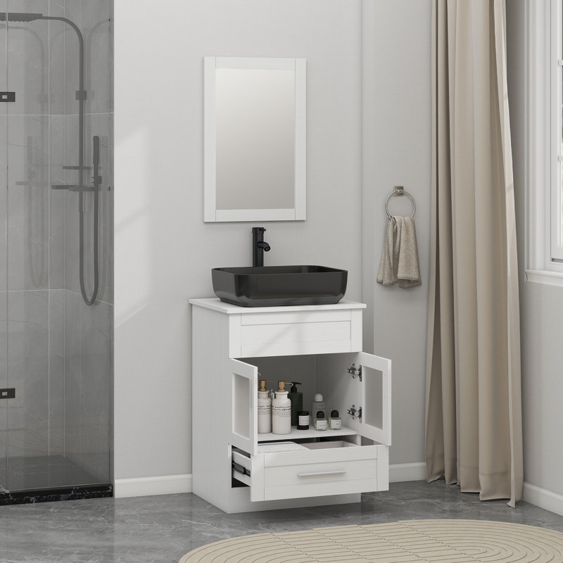 Aizo 24'' Single Bathroom Vanity with Plastic Top, Rectangular