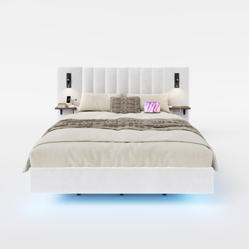 Upholstered Bed, Double (4'6), White