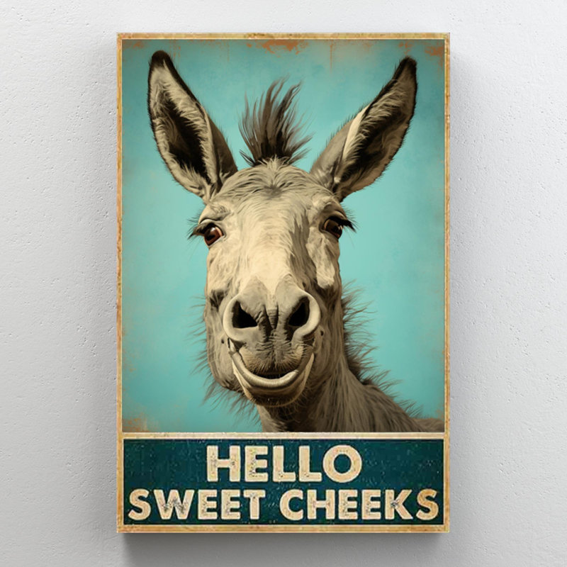 «Donkey Hello Sweet Cheekes», impression sur toile, H 14 po x l 11 po x P 1,25 po