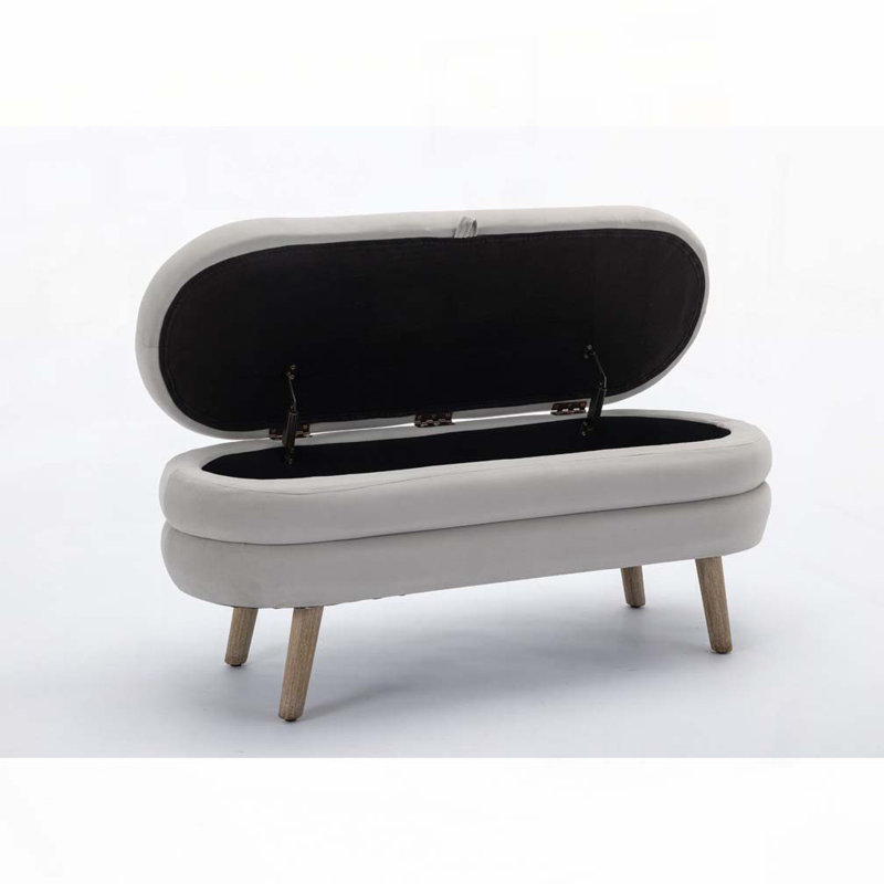 Noelany Upholstered Storage Bench, Light Gray Velvet
