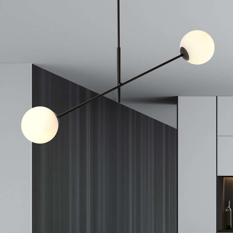 2-Light Sputnik Chandelier, White