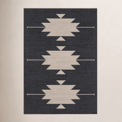 Genesis Charcoal Cream Southwestern Outdoor Rug