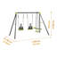 Ensemble de balançoires en métal à triple siège pour enfants - Équipement de jeu extérieur vert d'une capacité de 440 lb