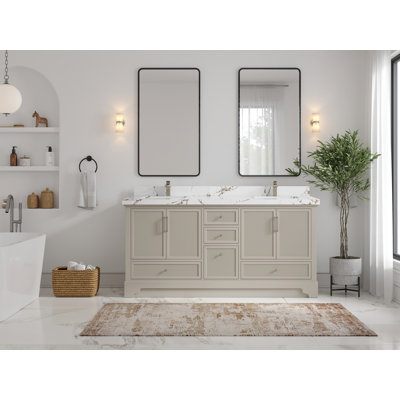 Aulea 72'' Free Standing Double Bathroom Vanity with Quartz Top (Knobs Option)