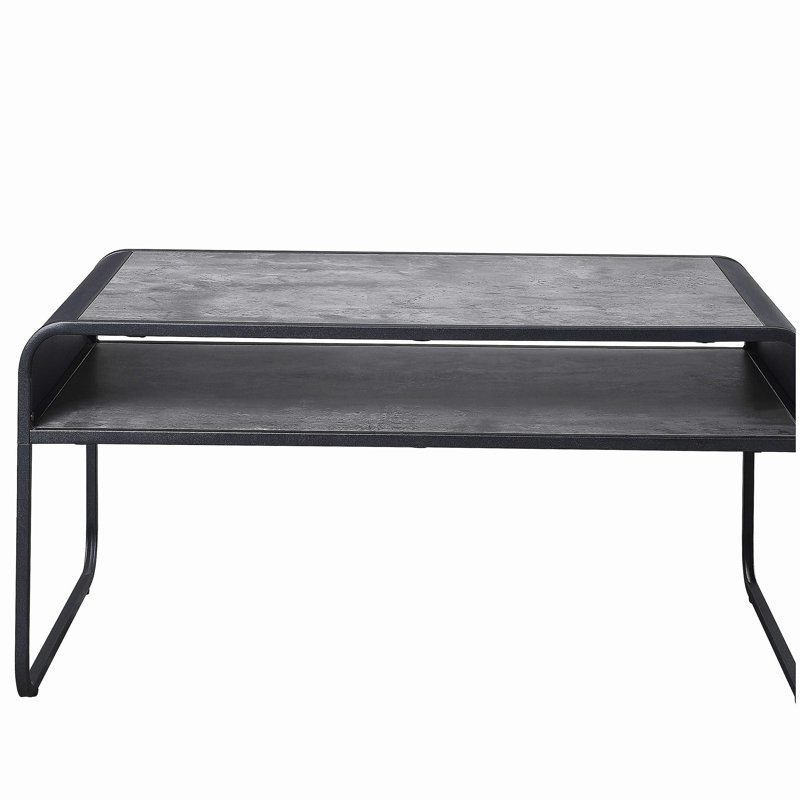 Table basse monocouche gris béton et noir