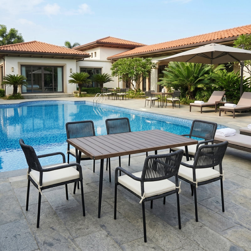 Chaise de patio empilable toutes saisons Fargo - Extérieur et intérieur - Fauteuils en rotin corde - Acier thermolaqué gris foncé avec coussins (ensemble de 2)