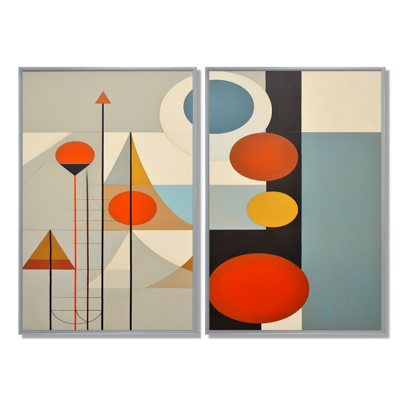 «Serendipity Abstract Mid-Century Geometrics I», art mural bleu, H 36 po x l 48 po, Impression encadrée flottante