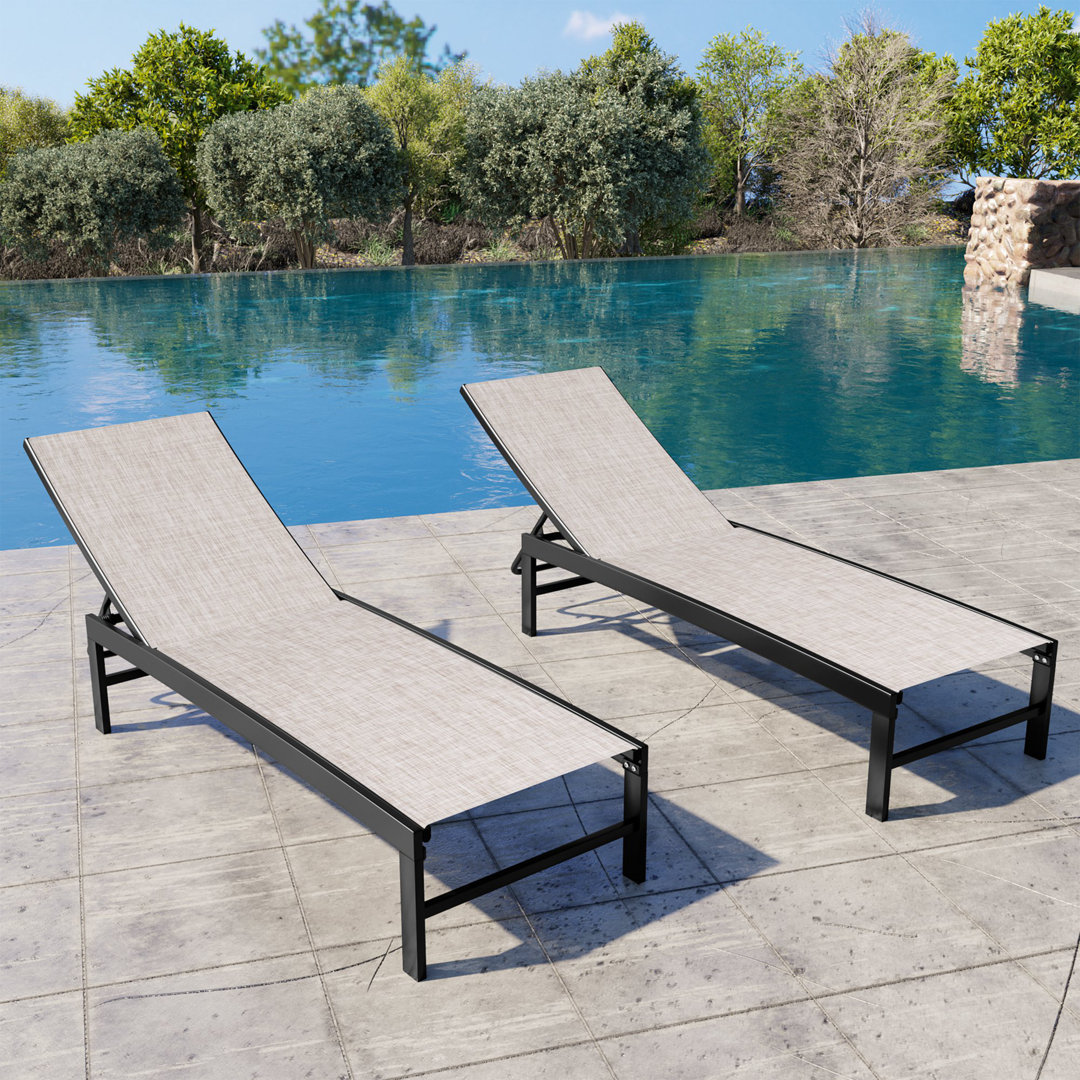Patio Metal Reclining Chaise Lounge Set (Set of 2) Ebern Designs Cushion 