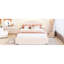 Upholstered Bed With Drawer And Attractive Stripe Headboard Beige Fleece Functional Led Frame