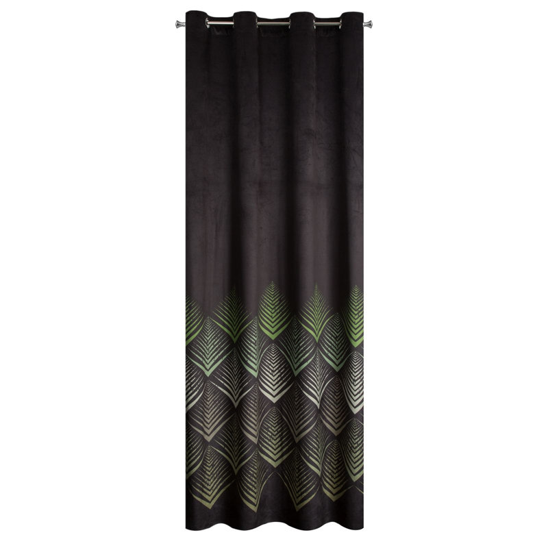 Lybbert Eyelet Semi Sheer Curtain, Black/Grey