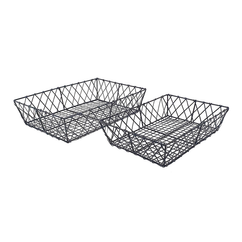 S/2 Rectangular Iron Trays,Black
