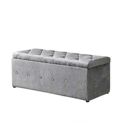 1 Piece Rectangular Storage Ottoman Short Velvet With 2 Set Ottomans