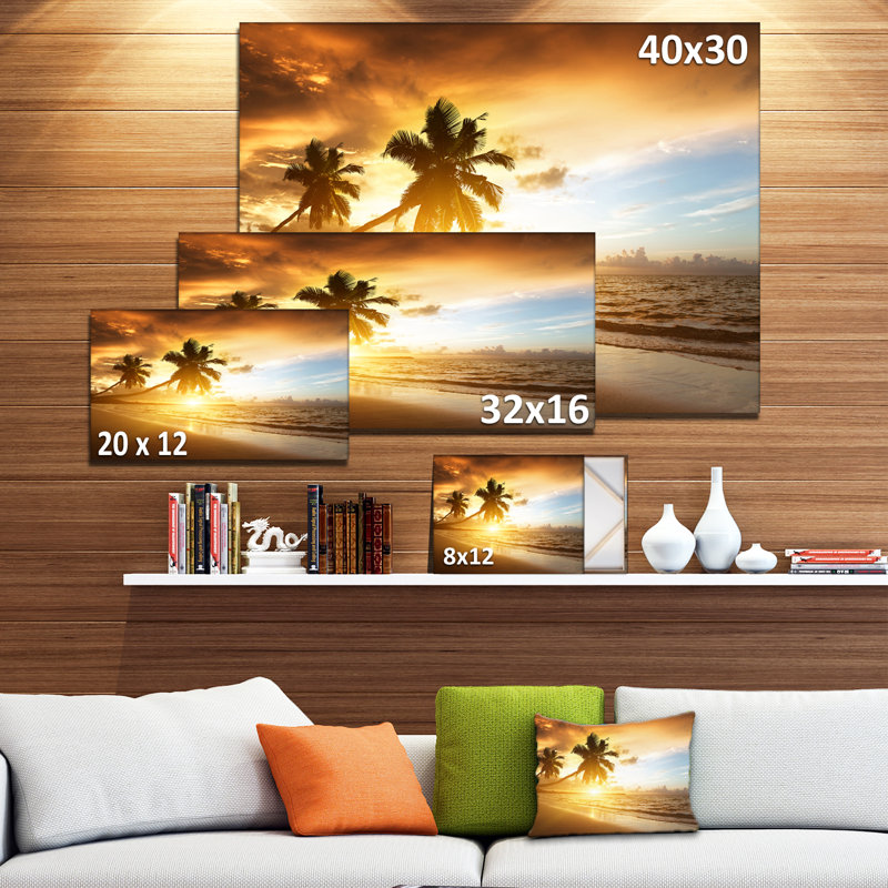 Photographie « antilles mer coucher de soleil » Seascape, H 8 po x l 12 po x P 1 po, Toile tendue